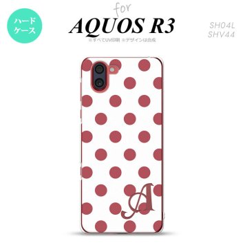 SH-04L SHV44 R3 AQUOS R3 スマホケース カバー ドット 水玉 B 白 スモーク ピンク +アルファベット nk-r3-109i