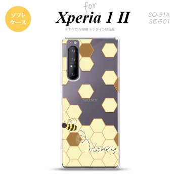 Xperia 1 II 5G スマホケース 背面カバー ストラップホール有り ソフトケース ハニー クリア 茶 ストラップホール おしゃれ かわいい かっこいい メンズ レディース nk-xp12-tp1688