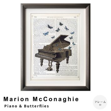 Marion McConaghie（マリオン マコネギー） Piano & Butterflies アートポスター（フレーム付き）