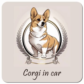 イラスト付 Dog in Car コーギー Aタイプ カーサイン 車 マグネットステッカー 犬 マグネット 強力 13x13cm 正方形 おしゃれ かわいい ドラレコステッカー 安全対策 危険運転 煽り運転 アニマル 動物 犬種別 屋外 防水 屋内