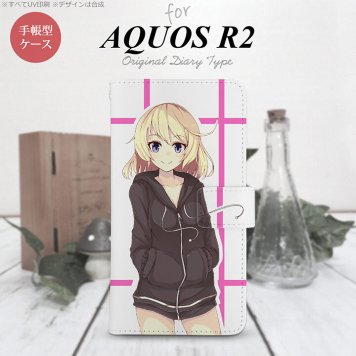 SH-03K/SHV42/706SH AQUOS R2 手帳型スマホケース カバー 女の子 キャラ ピンク  nk-004s-r2-dr1327