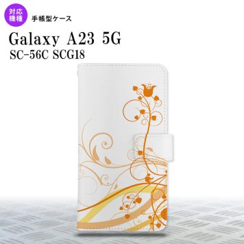 Galaxy A23 GalaxyA23 手帳型スマホケース カバー 草 ボタニカル オレンジ 2022年 10月発売 nk-004s-a23-dr1625