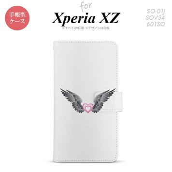 【手帳型 スマホ カバー ケース】【SO01J】【エクスペリア XZ 】手帳型 ケース SO-01J スマホ カバー XPERIA XZ エクスペリア 翼(ハート) 黒×白 nk-004s-so01j-dr465【メール便送料無料】