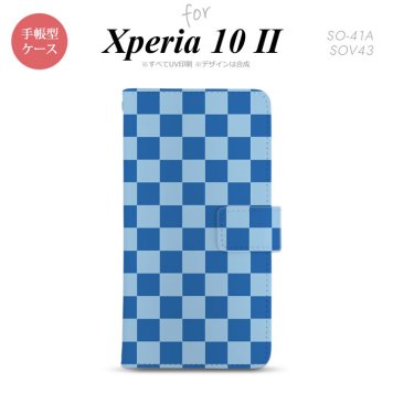 Xperia10 II 手帳型 スマホケース 全面印刷 おしゃれ ストラップホール有り スクエア 青 水色 nk-004s-xp102-dr769