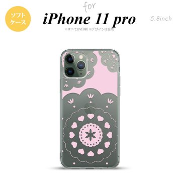 iPhone11Pro iPhone11 Pro スマホケース ソフトケース レース クリア ピンク メンズ レディース nk-i11p-tp1484
