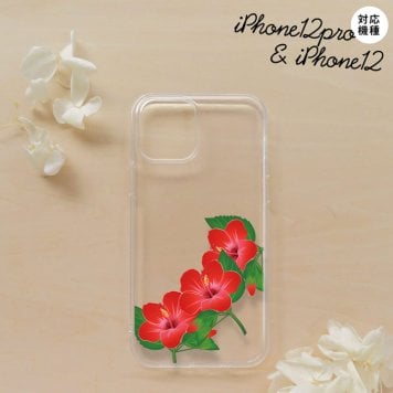iPhone12/iPhone12pro iPhone12 / iPhone12pro スマホケース ソフトケース ハイビスカス B 赤 メンズ レディース nk-i12-tp085