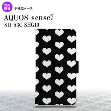 sense7 sense7 手帳型スマホケース カバー ハート 黒 白 2022年 11月発売 nk-004s-sens7-dr119