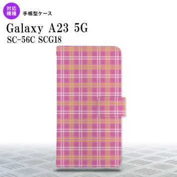 Galaxy A23 GalaxyA23 手帳型スマホケース カバー チェック ピンク 2022年 10月発売 nk-004s-a23-dr434