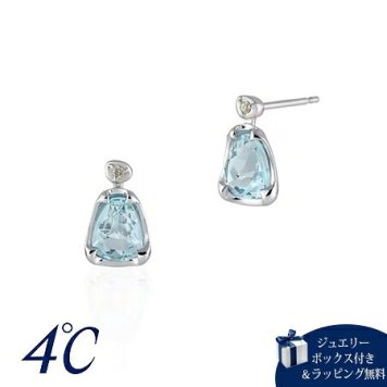 【無料ラッピング】  ヨンドシー 4℃ Summer Collection K10ホワイトゴールド ピアス Luminous cutシリーズ ブルー トパーズ ダイヤモンド ブランド 正規品 新品 ギフト プレゼント 人気 おすすめ 誕生日 記念日 クリスマス 送料無料