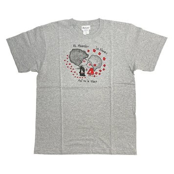水森亜土 マリンカップル 半袖Tシャツ(M) グレー アパレル
