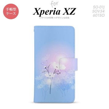 【手帳型 スマホ カバー ケース】【SO01J】【エクスペリア XZ 】手帳型 ケース SO-01J スマホ カバー XPERIA XZ エクスペリア コスモス 水色ピンク nk-004s-so01j-dr606【メール便送料無料】
