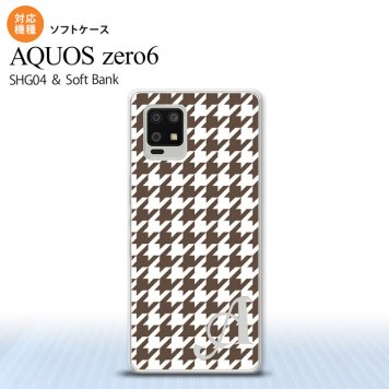 SHG04 SHG04 ZERO6 AQUOS zero6 スマホケース ソフトケース 千鳥 格子 大 茶 白 +アルファベット メンズ レディース nk-zero6-tp926i