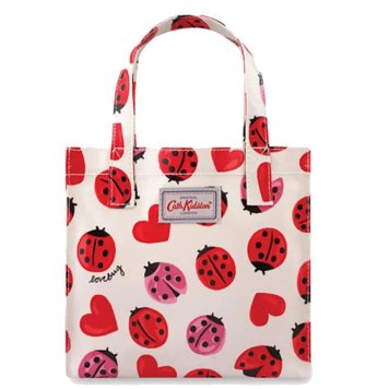 キャスキッドソン Cath Kidston ミニ トートバッグ 984621 105958217822102 SMALL BOOKBAG LOVEBUGS ラブ バグズ スモール ブックバッグ トート WARM CREAM クリーム系＋テントウムシ＋ハート柄マルチカラー