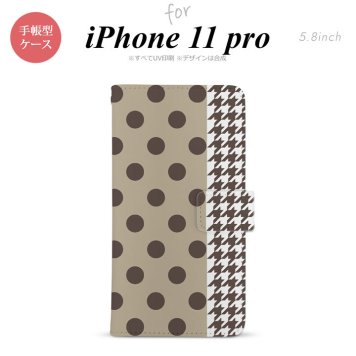 iPhone11Pro iPhone11 Pro 手帳型スマホケース カバー ドット 千鳥 茶  nk-004s-i11p-dr1514