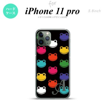 iPhone11Pro iPhone11 Pro スマホケース ハードケース カエル かえる A 黒 +アルファベット メンズ レディース nk-i11p-161i