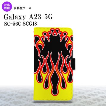 Galaxy A23 GalaxyA23 手帳型スマホケース カバー ファイヤー 炎 黒 黄 2022年 10月発売 nk-004s-a23-dr1301