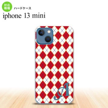 iPhone13mini iPhone13 mini ケース ハードケース アーガイル 赤 青 +アルファベット  nk-i13m-1403i