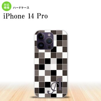 iPhone14 Pro iPhone14 Pro スマホケース 背面ケース ハードケース スクエア モザイク グレー +アルファベット 2022年 9月発売 nk-i14p-1016i
