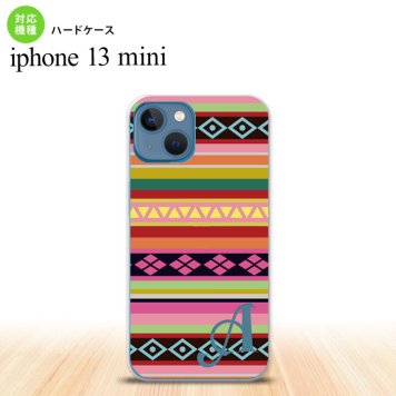 iPhone13mini iPhone13 mini ケース ハードケース エスニック ボーダー ピンク +アルファベット  nk-i13m-1561i