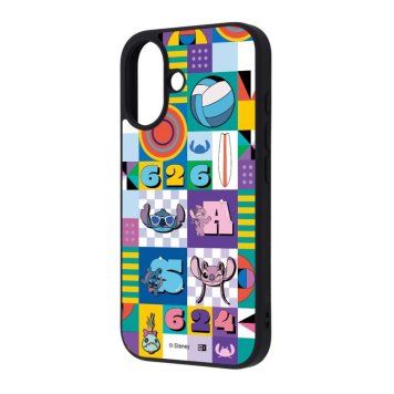 iPhone 16 / ディズニー / maru 衝撃吸収 バンパー ハイブリッドケース / スティッチとエンジェル_総柄 ※送料無料(ポスト投函)