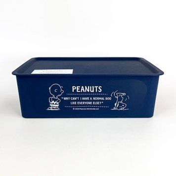 スヌーピー PEANUTS コレクトボックス M NV SNOOPY コンテナ 箱 ケース 大容量 収納 ネイビー グッズ