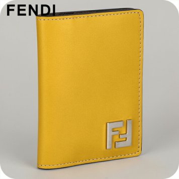 フェンディ カードケース メンズ ブランド FENDI レザー ITALY 7M0349-0AFF2 F1M6B イエロー/ブラウン