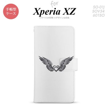 【手帳型 スマホ カバー ケース】【SO01J】【エクスペリア XZ 】手帳型 ケース SO-01J スマホ カバー XPERIA XZ エクスペリア 翼(ハート) 黒×白 nk-004s-so01j-dr466【メール便送料無料】