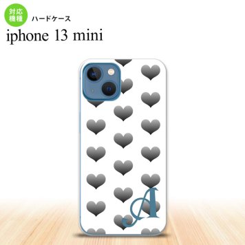iPhone13mini iPhone13 mini ケース ハードケース ハート A 白 グレー +アルファベット  nk-i13m-116i