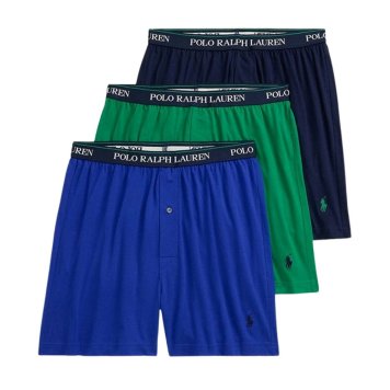 ポロ ラルフローレン POLO RALPH LAUREN ニットボクサー トランクス ロゴ 3枚セット お買い得 パック 下着 男性用 NCKBP3 SPA7 メンズ ブルー+グリーン+ネイビー