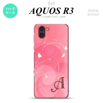 SH-04L SHV44 R3 AQUOS R3 スマホケース カバー バタフライ 蝶 A ピンク +アルファベット nk-r3-202i