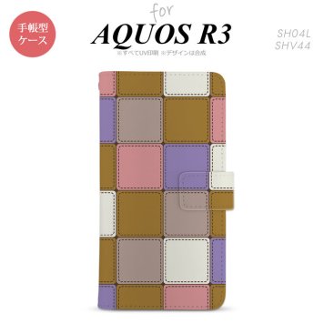 SH-04L/SHV44 AQUOS R3 手帳型スマホケース カバー パッチワーク ミックス  nk-004s-r3-dr1673