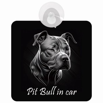 Pit Bull ピットブル Bタイプ 車 窓ガラス 吸盤タイプ 犬 かっこいい おしゃれ イラスト付 DOG IN CAR ドッグインカー ドッグオンボード 安全対策 セーフティサイン デコ 外出 ドライブ カーサイン 吸盤