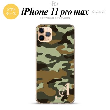 iPhone11ProMax iPhone11pro max スマホケース ソフトケース ウッドランド 迷彩 B 緑 +アルファベット メンズ レディース nk-i11pm-tp1158i