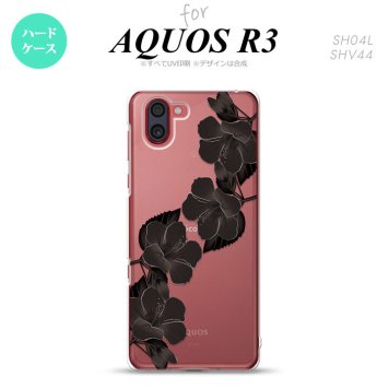 SH-04L SHV44 R3 AQUOS R3 スマホケース カバー ハイビスカス A 黒 nk-r3-081