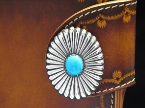 シルバーネイティブスタイル本物ターコイズコンチョ