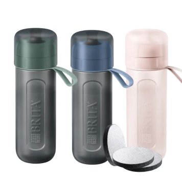 BRITA ブリタ ボトル型浄水器 アクティブ  0.6リットル  マイクロディスク( 浄水フィルター)3個入り 総ろ過水量:150 L  携帯型 浄水 ボトル サイズ：高さ23.5cm 直径7.5cm 重量:146 g 本体:中国  フィルター:ドイツ (カラー:3色)
