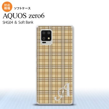 SHG04 SHG04 ZERO6 AQUOS zero6 スマホケース ソフトケース チェック B ベージュ +アルファベット メンズ レディース nk-zero6-tp444i