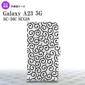 Galaxy A23 GalaxyA23 手帳型スマホケース カバー 唐草 クリア 黒 2022年 10月発売 nk-004s-a23-dr1126