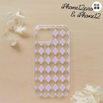 iPhone12/iPhone12pro iPhone12 / iPhone12pro スマホケース ソフトケース アーガイル クリア 紫 メンズ レディース nk-i12-tp1410