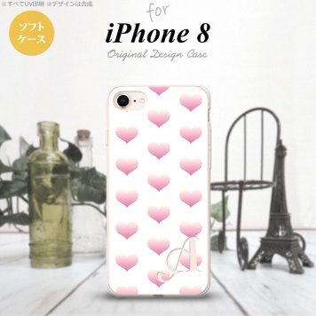 【iPhone8】【スマホケース/スマホカバー】【アイフォン8】iPhone8 スマホケース ケース アイフォン8 イニシャル ハート ライトピンク×白 nk-ip8-tp118ini【メール便送料無料】
