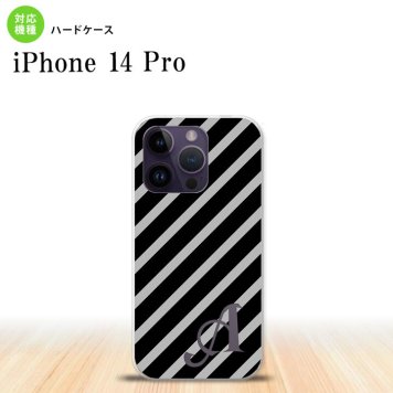 iPhone14 Pro iPhone14 Pro スマホケース 背面ケース ハードケース ストライプ 黒 グレー +アルファベット 2022年 9月発売 nk-i14p-712i