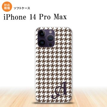 iPhone14 ProMax iPhone14 Pro Max スマホケース 背面ケースソフトケース 千鳥 格子 小 茶 白 +アルファベット 2022年 9月発売 nk-i14pm-tp911i