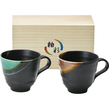冬の贈り物ご挨拶  釉彩 マグペア（木箱入） 直径9.7×8.5cm