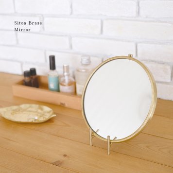Sitoa シトア Brass Mirror ラウンド[鏡 卓上 卓上ミラー スタンドミラー 壁掛け 壁掛けミラー ウォールミラー 真鍮 フレーム スタンド セット アンティーク ゴールド アイアン インテリア おしゃれ かわいい 北欧 韓国 風]