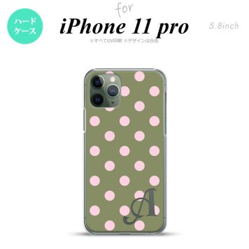 iPhone11Pro iPhone11 Pro スマホケース ハードケース ドット 水玉 B モスグリーン +アルファベット メンズ レディース nk-i11p-832i