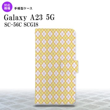 Galaxy A23 GalaxyA23 手帳型スマホケース カバー アーガイル 黄 紫 2022年 10月発売 nk-004s-a23-dr1405