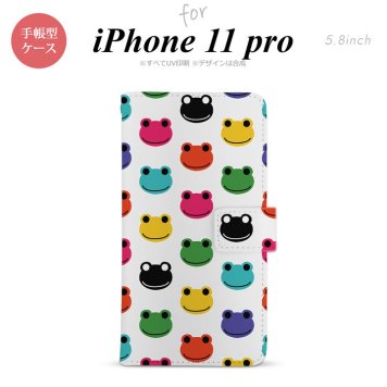 iPhone11Pro iPhone11 Pro 手帳型スマホケース カバー カエル かえる 白  nk-004s-i11p-dr162