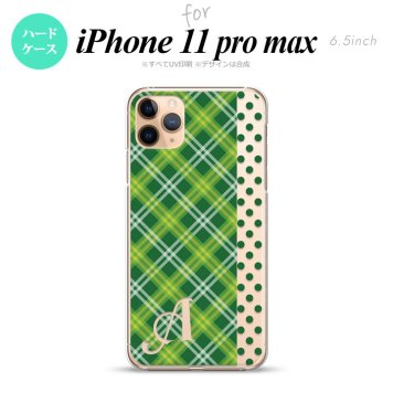 iPhone11ProMax iPhone11pro max スマホケース ハードケース タータン ドット 緑 +アルファベット メンズ レディース nk-i11pm-1533i
