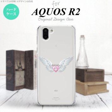 AQUOS R2 アクオス アール2 SH-03K SHV42 専用 スマホケース カバー ハードケース 翼(ハート) 白×クリア nk-r2-471[スマホ,スマホケース,スマホカバー,ケース,カバー,ジャケット]