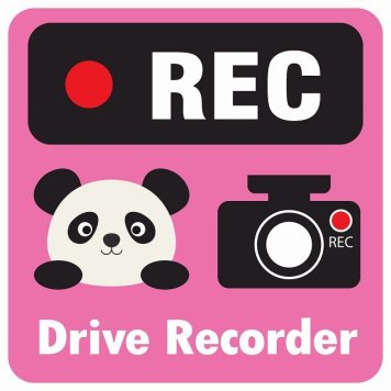 ドラレコ ステッカー シール REC Drive Recorder ぱんだ ピンク 13x13cm 正方形 おしゃれ かわいい ドラレコシール 安全対策 危険運転 煽り運転 前後 アニマル 動物 イラスト付 ドライブレコーダー 録画 カーサイン